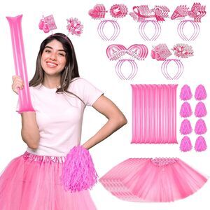 6772 48 Pcs/ 12 Sets Breast Cancer Awareness Costume Kit Pink